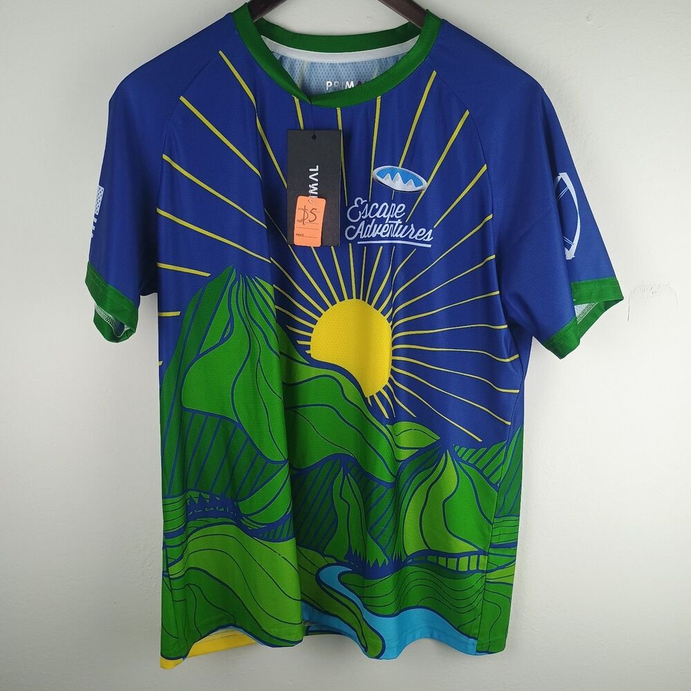 Primal Escape Adventures Women XL Impel Active Shirt Blue Green Graphic Jersey - Picture 2 of 7
